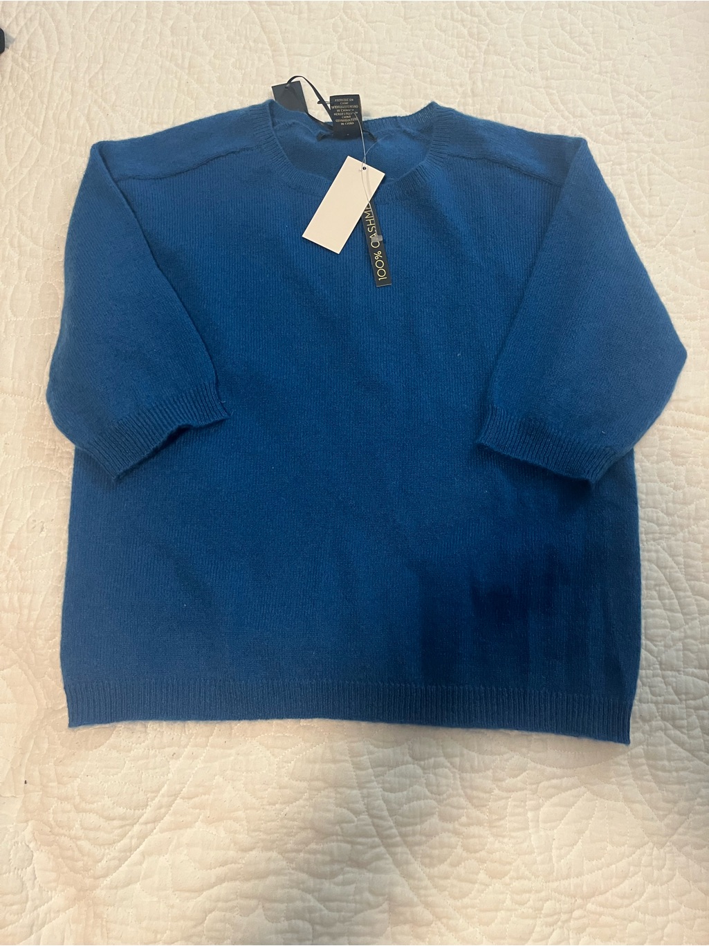 House Of Harlow 1960 Seaport Blue Cashmere Crewneck Sweater